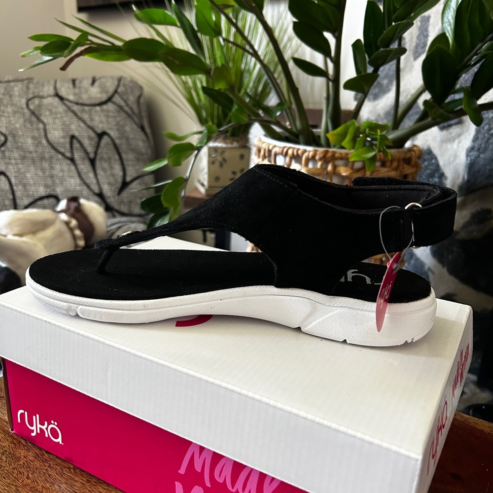 Ryka Women’s Margo Black Suede and White Sandals Size 8 W - Picture 6 of 14